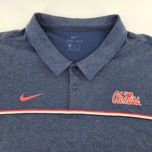 Nike Dri Fit Ole Miss Rebels Polo Shirt Mens 3XL Navy Orange Swoosh Golf